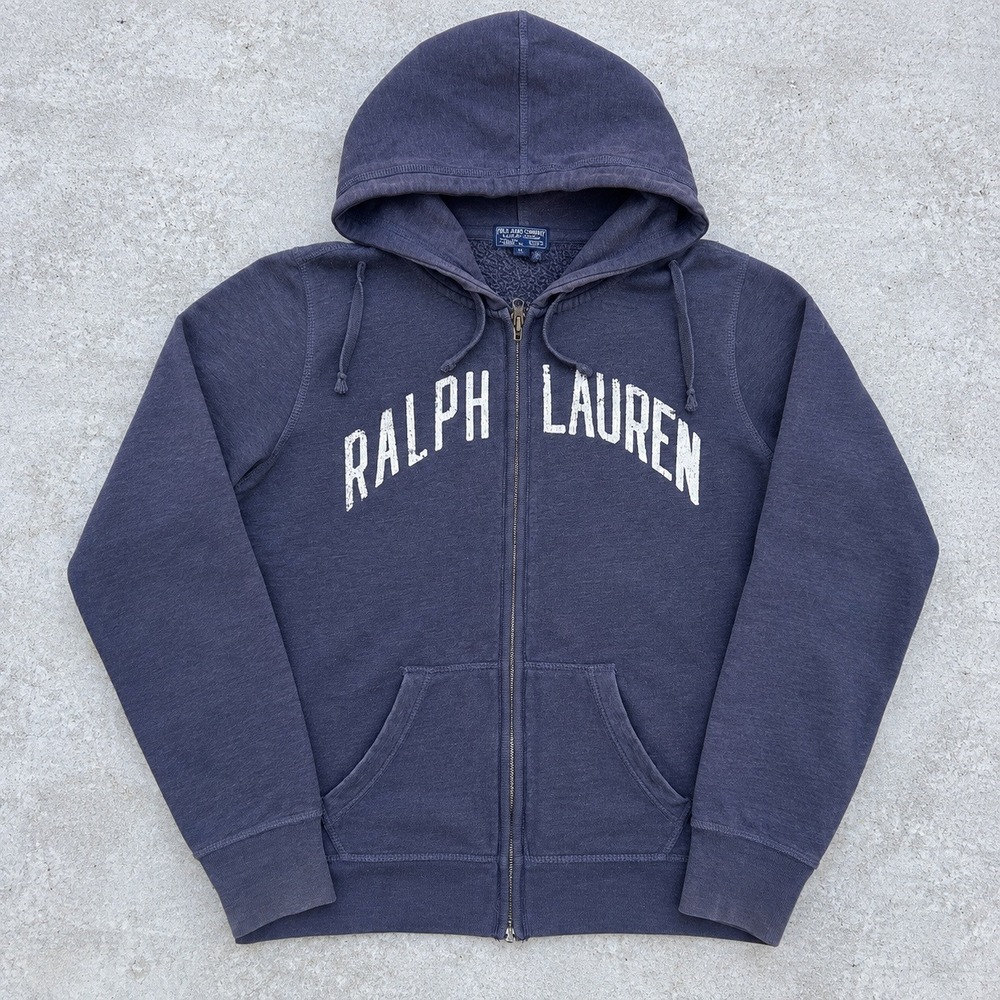 Polo Jeans Co Ralph Lauren Hoodie Medium Navy Blue Vintage Y2K Spellout Zip Up